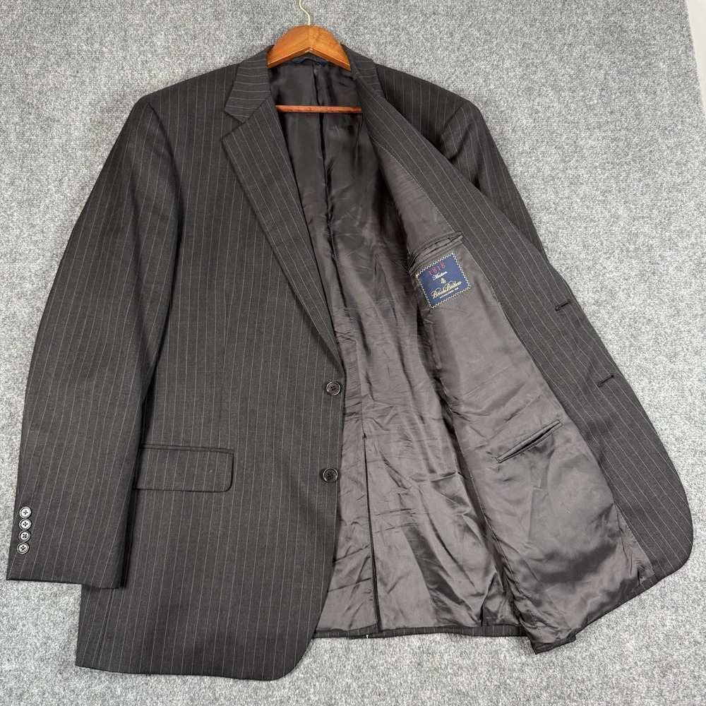 Brooks Brothers 1818 Madison Suit Jacket Blazer Mens 46L Charcoal Pinstripe
